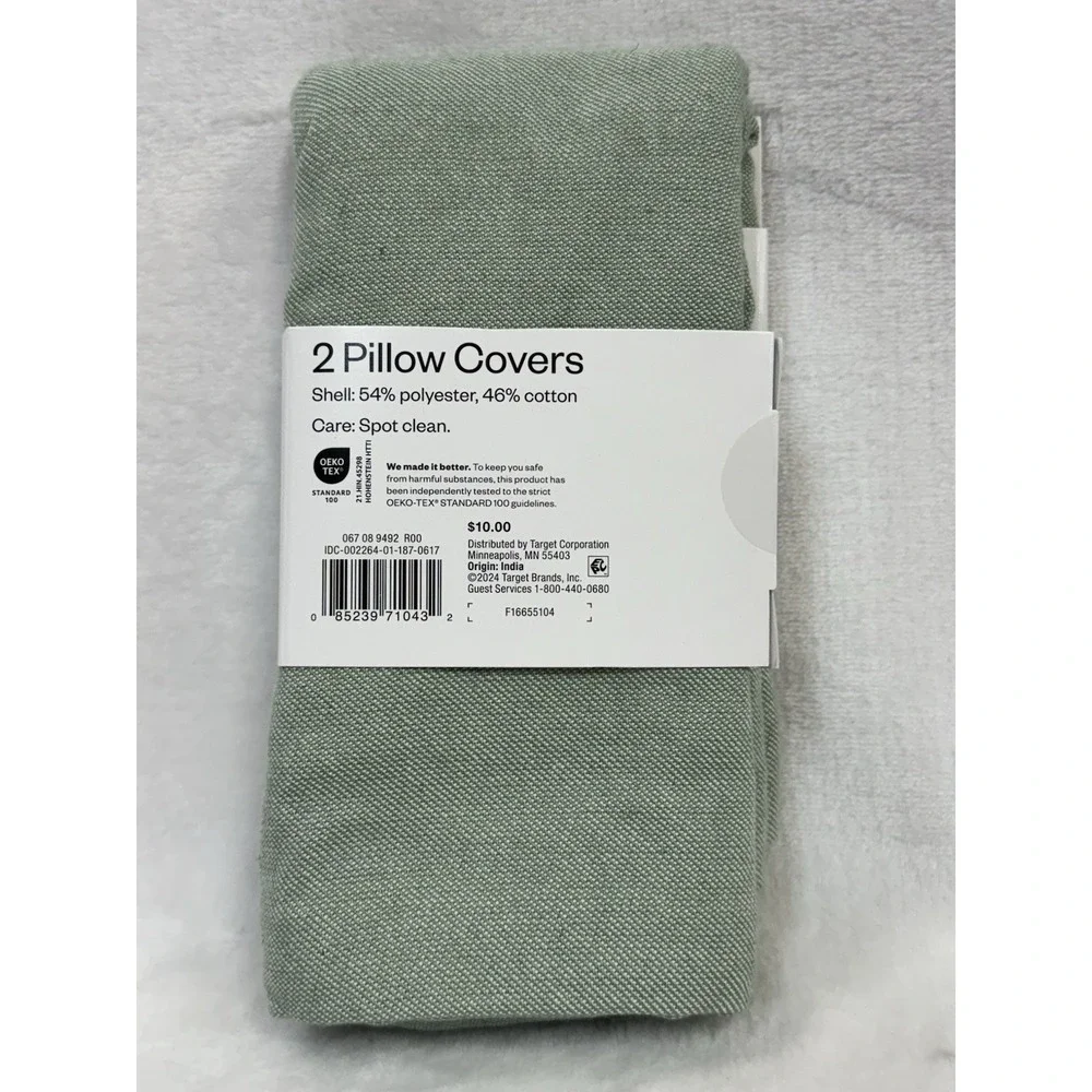 2pk Textured Woven Cotton Square Throw Pillow Covers 16x16 Mint -Room Essentials
